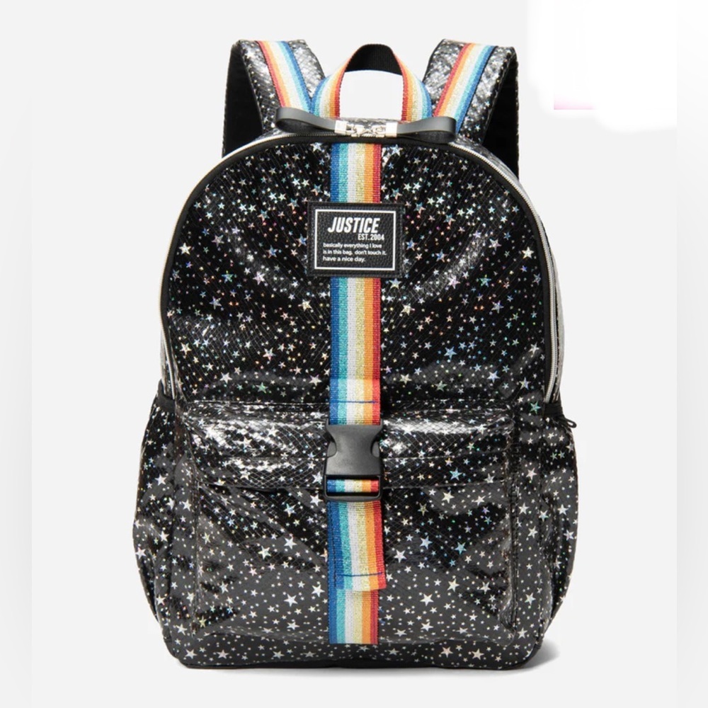 Justice Girls Star Patterned Striped Backpack Set NEW - Picture 2 of 8